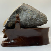 Natural Irregular Pocket Shape Citrine Cave with Wooden Stand Display 14,866.3g 235.0 by 335.0 by 310.0mm - Huangs Jadeite and Jewelry Pte Ltd