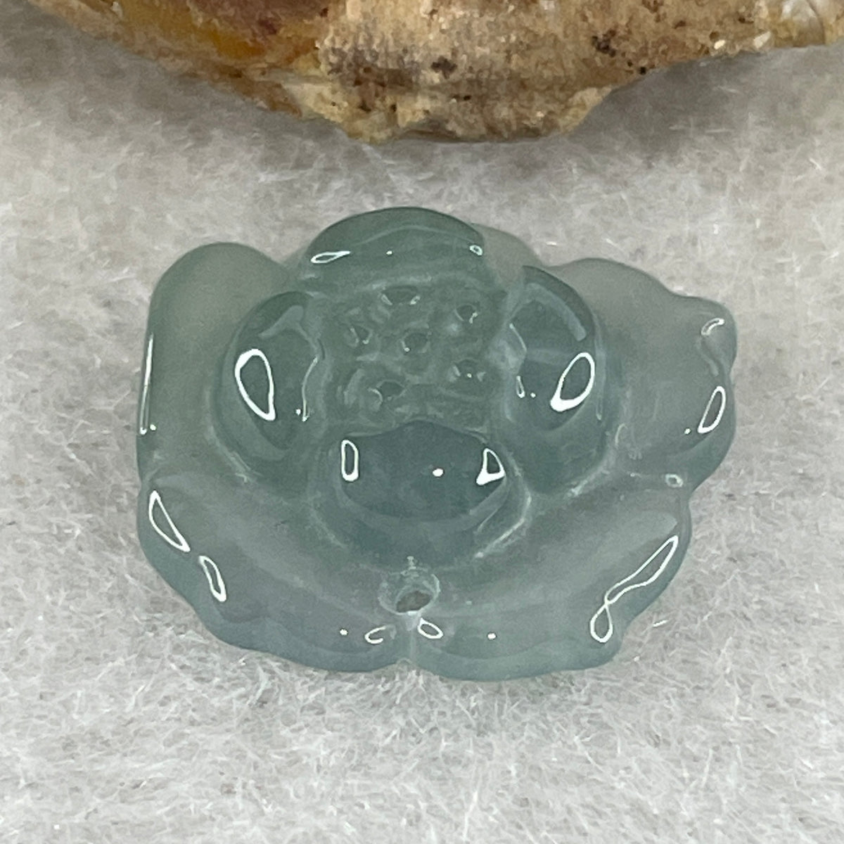 Natural Type A Greyish Green Jadeite Lotus Flower Pendant | Bloom Purity, Grounding & Serenity Talisman (1.20g | 14.8 x 13.7 x 4.1mm) - Huangs Jadeite and Jewelry Pte Ltd