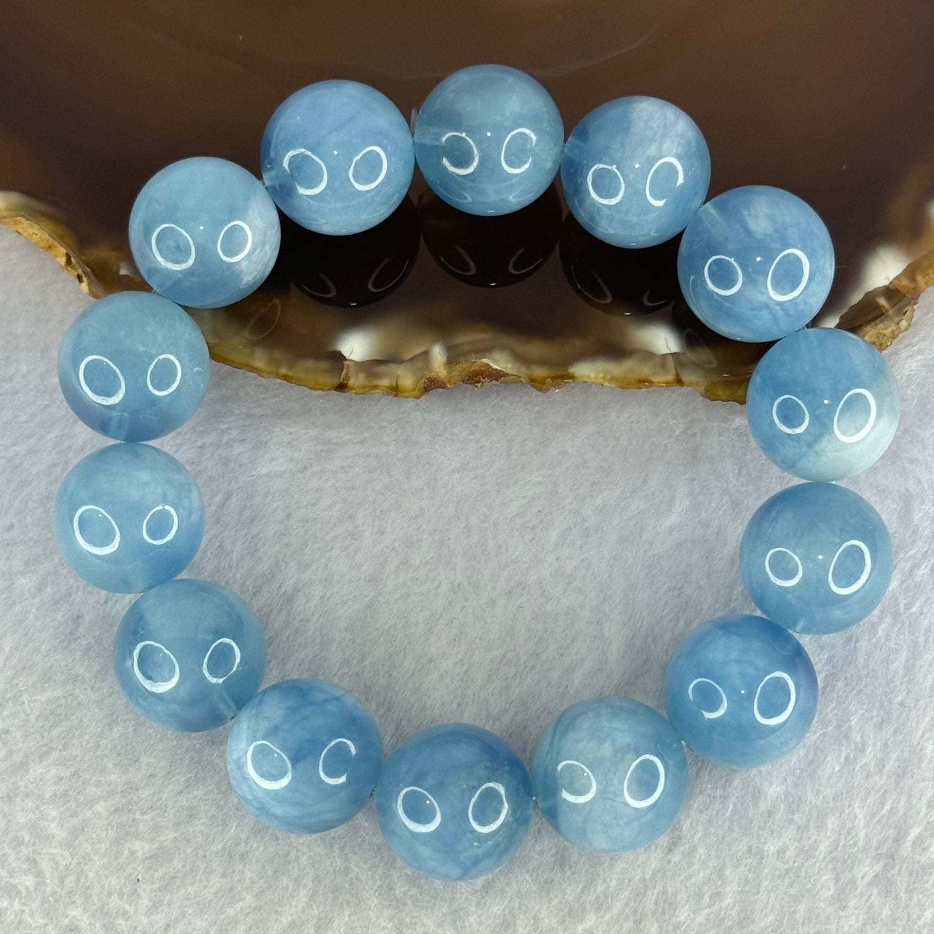 Natural Aquamarine Beads Bracelet 81.94g 19cm 16.2mm 14 Beads - Huangs Jadeite and Jewelry Pte Ltd