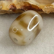 Natural Powerful Tibetan Old Oily Agate 3 Eyes Dzi Bead Heavenly Master (Tian Zhu) 三眼天诛 2.41g 13.8 by 10.5mm - Huangs Jadeite and Jewelry Pte Ltd