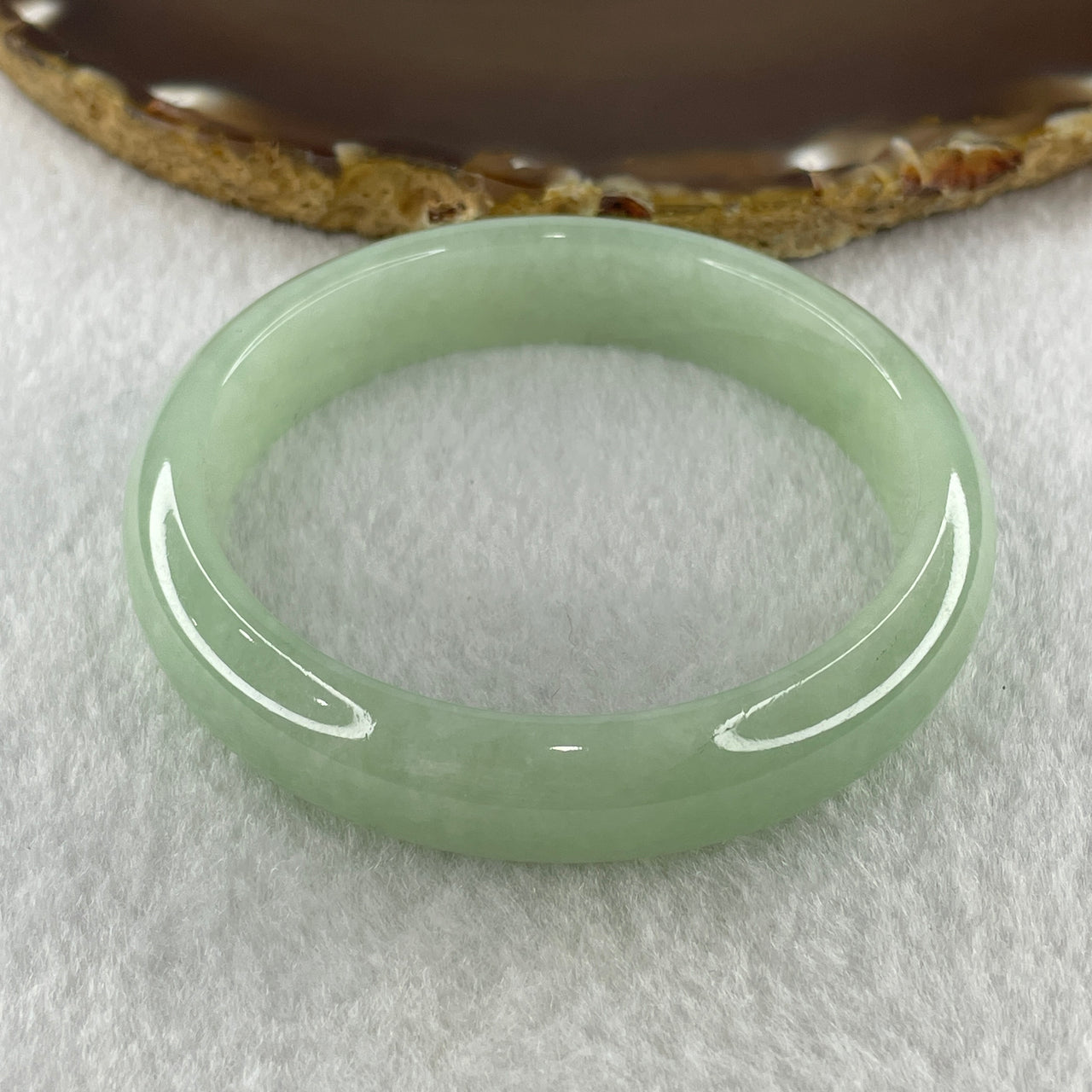 Natural Type A Jelly Full Light Green Jadeite Bangle 44.30g Inner Diameter 54.3mm 12.5 by 7.8mm (Internal Lines) - Huangs Jadeite and Jewelry Pte Ltd
