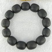 Natural Dark Matt Black Amber Beads Bracelet 天然大黑天翁琥珀手链 29.58g 19cm 15.4mm 19 Beads - Huangs Jadeite and Jewelry Pte Ltd