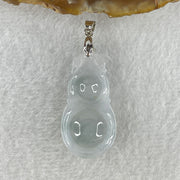 Natural Type A Semi Icy Lavender Jadeite Calabash Hulu Pendant in Stainless Steel Clasp 5.34g 33.6 by 17.8 by 6.2mm - Huangs Jadeite and Jewelry Pte Ltd