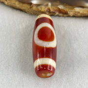 Natural Powerful Tibetan Old Oily Red White Agate One Eye Gold Metal Element Dzi Bead Heavenly Master (Tian Zhu) 一眼金天珠 9.68g 37.6 by 12.9mm - Huangs Jadeite and Jewelry Pte Ltd