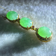 Type A Icy Apple Green Jadeite Cabouchons in 18K Yellow Gold Necklace each about 7.1 by 6.3 by 4.0mm 3.10g 39 or 42cm - Huangs Jadeite and Jewelry Pte Ltd