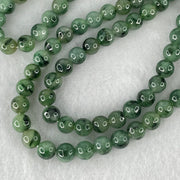 Type A Green with Dark Green Piao Hua Jadeite Beads Necklace 70.43g 76cm 7.5mm 108 Beads - Huangs Jadeite and Jewelry Pte Ltd