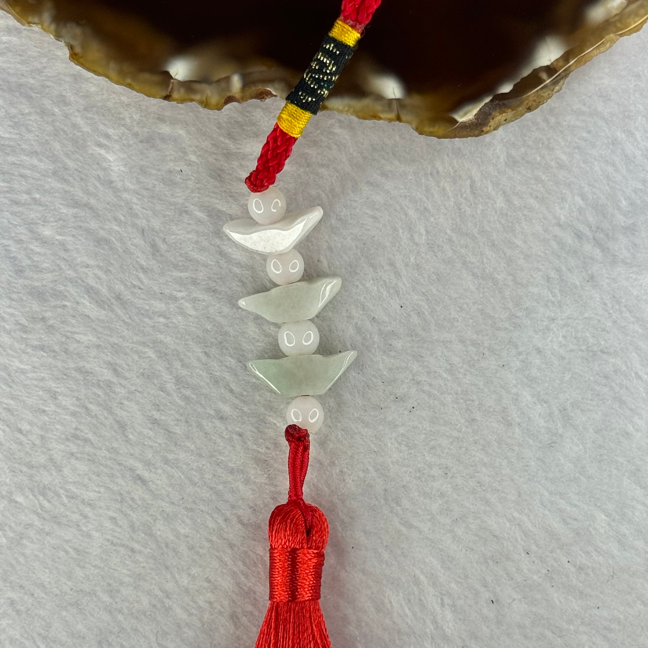 Type A Lavender and Green Jadeite Ingot Yuan Bao Set of 3 Decor 8.49g 17.7 by 5.9 by 6.4mm - Huangs Jadeite and Jewelry Pte Ltd