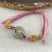 Type A Blueish Green Jadeite Ping An Kou String Bracelet 3.55g 15.4 by 7.4mm - Huangs Jadeite and Jewelry Pte Ltd