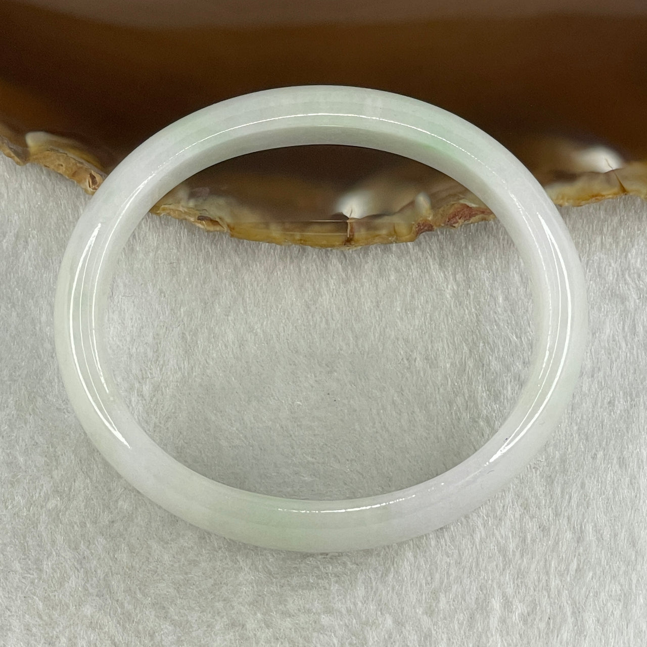 Type A Natural Light Green with Faint Lavender Jadeite Oval Bangle 39.14g Inner Diameter 53.6mm 14.0 by 6.0mm (Slight Internal Line) - Huangs Jadeite and Jewelry Pte Ltd