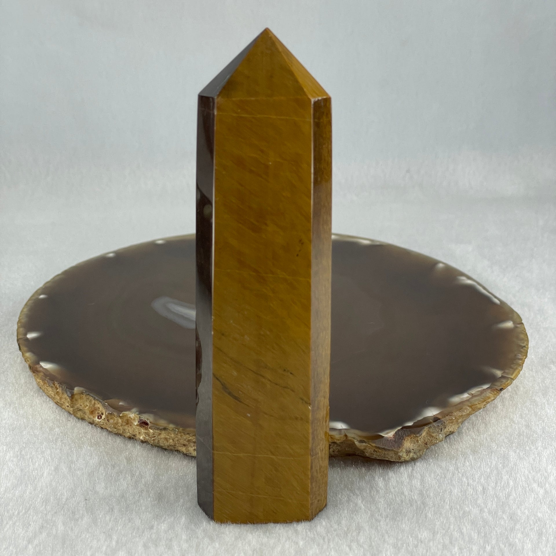 Good Grade Natural Yellow Tiger Eye Quartz Tower Display 142.38g 32.3 by 19.3 by 117.2mm - Huangs Jadeite and Jewelry Pte Ltd