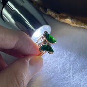 Type A Green Burmese Icy Butterfly Jade Jadeite ring in 18k rose gold & natural diamonds 1.87g  Ring Size: US 6.5 - Huangs Jadeite and Jewelry Pte Ltd