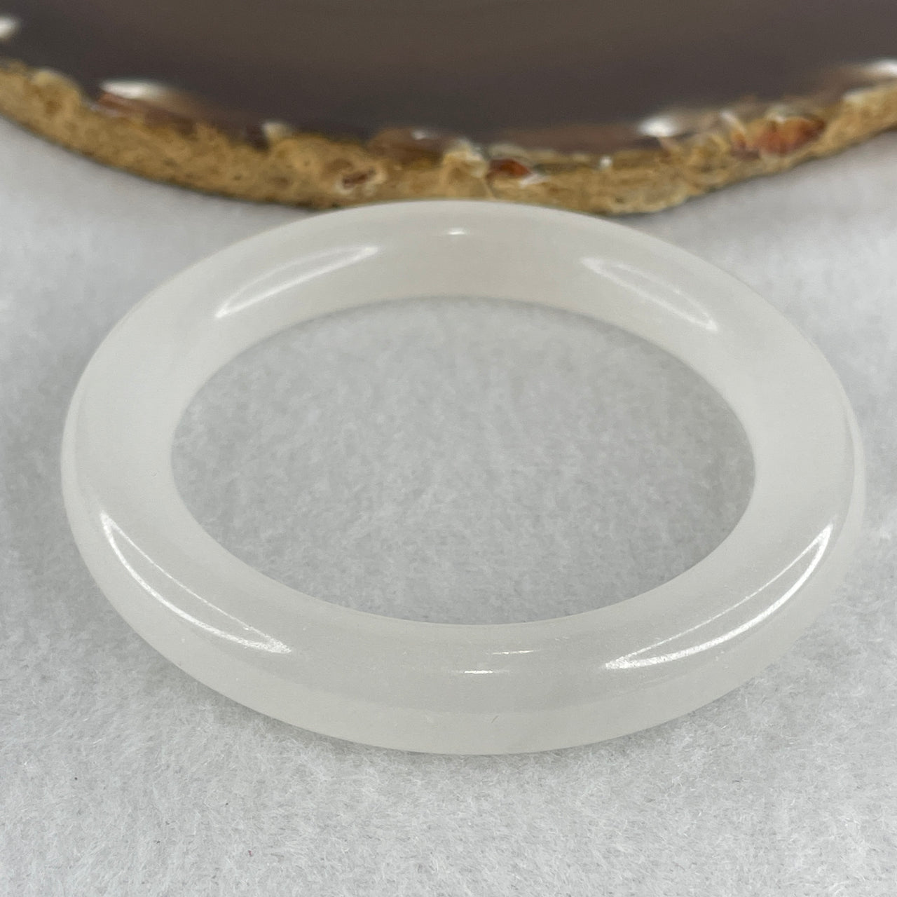 Natural White Calcite Bangle | Full-Eternity Armlet & Energetic Cleanser (46.73g 10.0 by 9.9mm | 53.8mm Inner Diameter | Perfect)