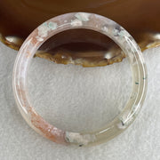 Natural Pinkish with White Flower Agate Bangle 43.81g Internal Diameter 60.5mm 11.3 by 8.8mm (Perfect) - Huangs Jadeite and Jewelry Pte Ltd