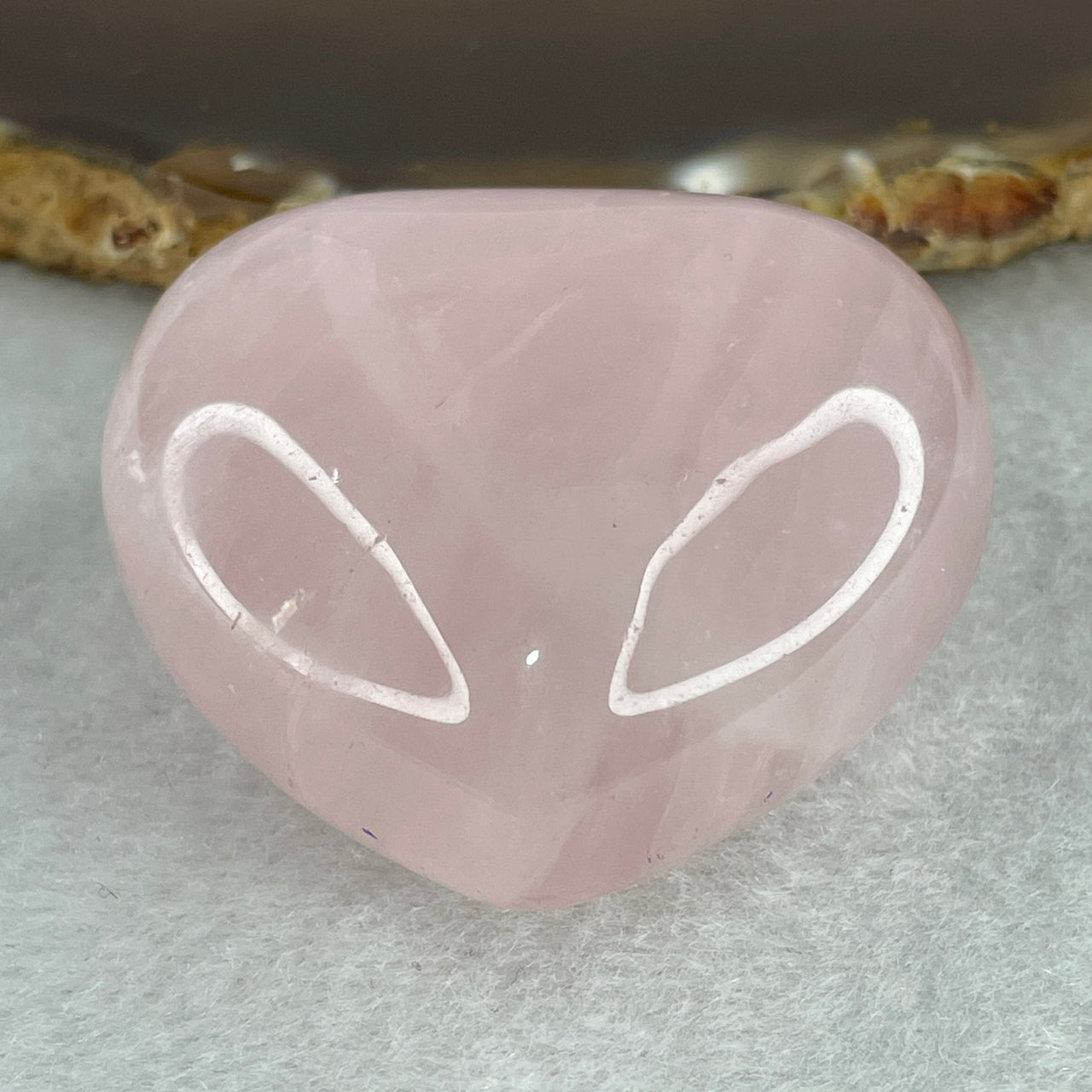 Average Grade Natural Rose Quartz Heart Shape Display 70.30g 45.1 by 43.5 by 25.5mm