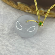 Type A Lavender Jadeite Ping An Kou Donut 平安扣 in 18k Gold Setting 9.43g 18.8 by 18.9 by 13.5mm with 925 Silver Necklace - Huangs Jadeite and Jewelry Pte Ltd