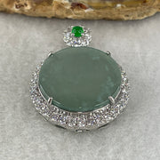 Natural Type A Icy Light Green Jadeite Round Wushipai Pendant in S925 Silver | (6.62g | 20.0 x 10.0mm | Unobstructed Peace & Protection Anchor, Feng Shui Harmony & Executive Calm Pendant) - Huangs Jadeite and Jewelry Pte Ltd