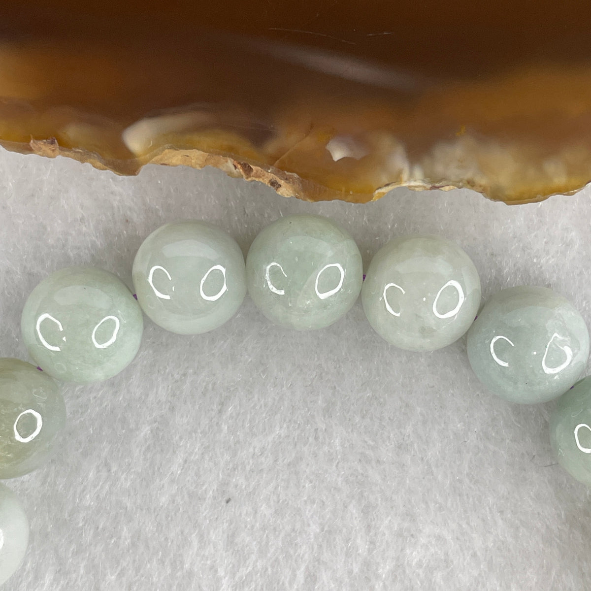 Natural Type A Light Green Jadeite Bead Bracelet | Untreated Light Mint Fei Cui Stretch Bracelet (32.43g | 15.5cm Wrist | 10.0mm | 19 Beads)