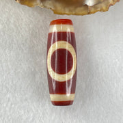 Natural Powerful Tibetan Old Oily Red White Agate One Eye Fire Sign Dzi Bead Heavenly Master (Tian Zhu) 一眼火天珠 10.71g 37.6 by 13.4mm - Huangs Jadeite and Jewelry Pte Ltd