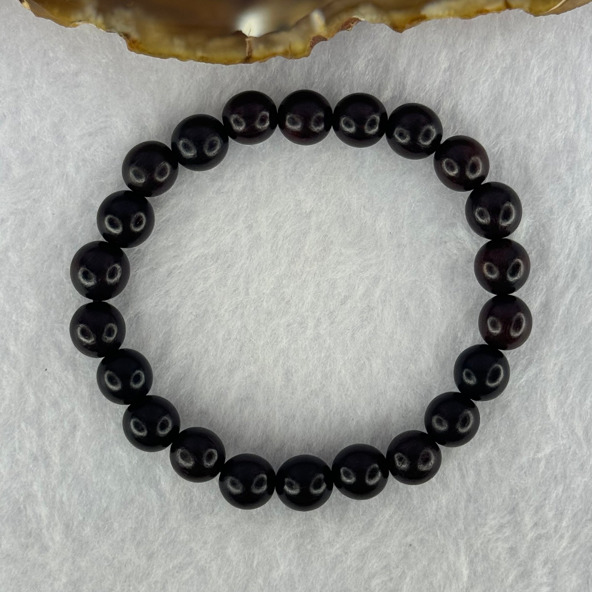 Natural Indian Small Leaf Zitan Rose Wood Beads Bracelet 天然小叶紫檀手链 6.16g 14.5cm 8.0mm 22 Beads - Huangs Jadeite and Jewelry Pte Ltd