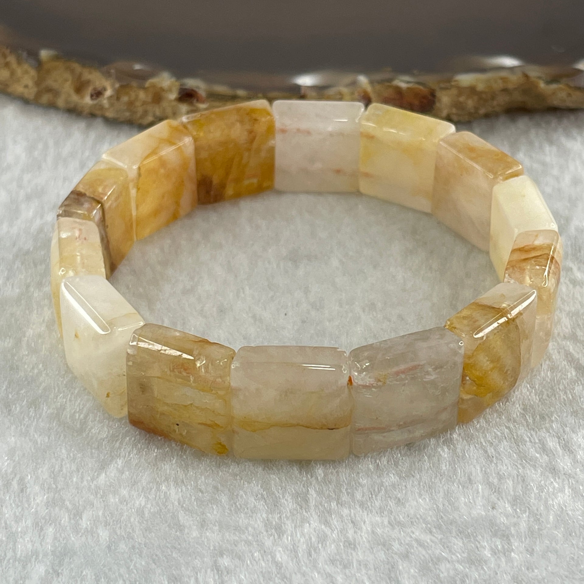 Natural Ferruginous Quartz Bracelet 39.03g 17cm 14.1 by 14.2 by 6.6mm 14 pcs - Huangs Jadeite and Jewelry Pte Ltd