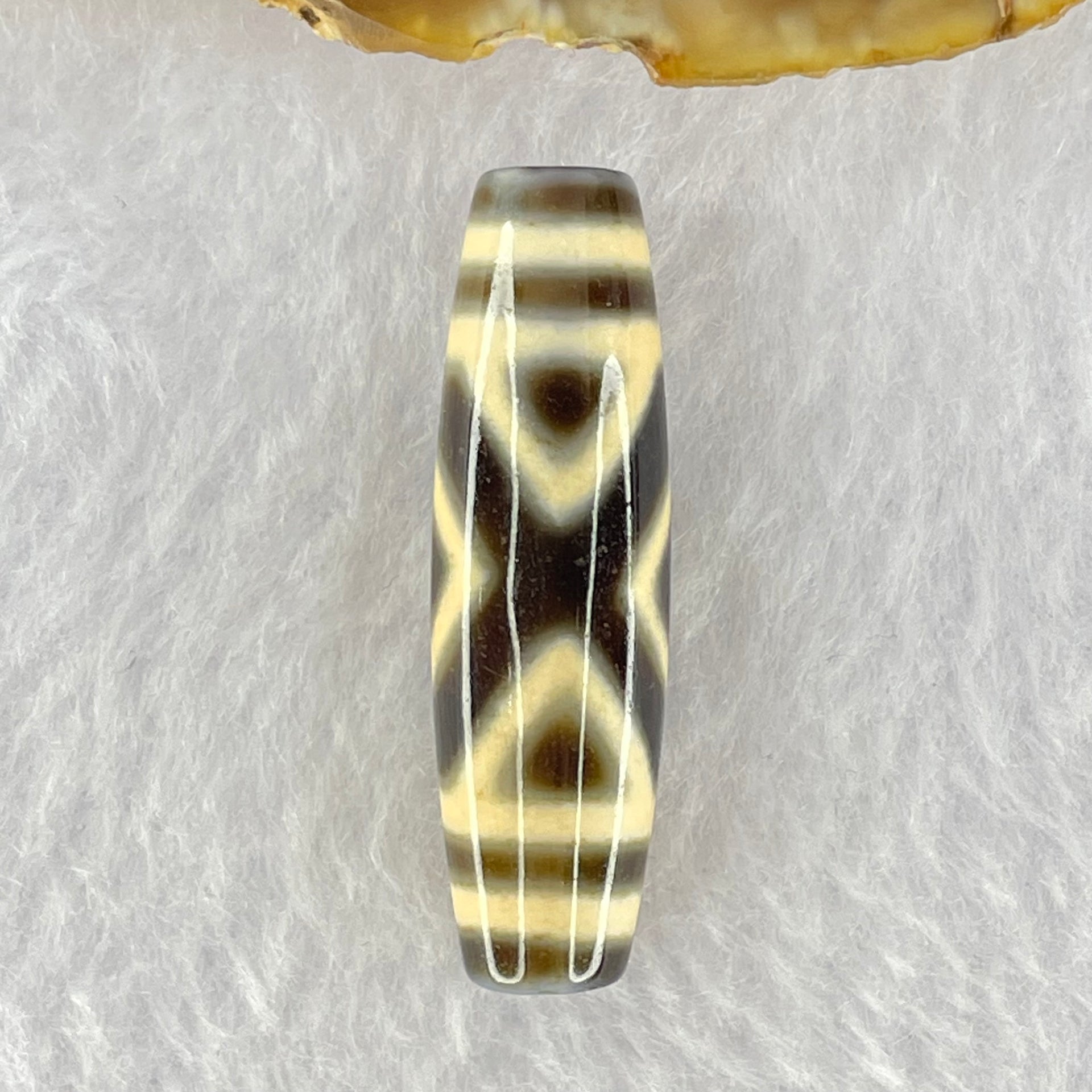 Natural Powerful Tibetan Old Oily Agate 2-Eye Vajra Dzi Bead Heavenly Master (Tian Zhu) 二眼天珠 7.43g 38.5 by 11.3mm - Huangs Jadeite and Jewelry Pte Ltd