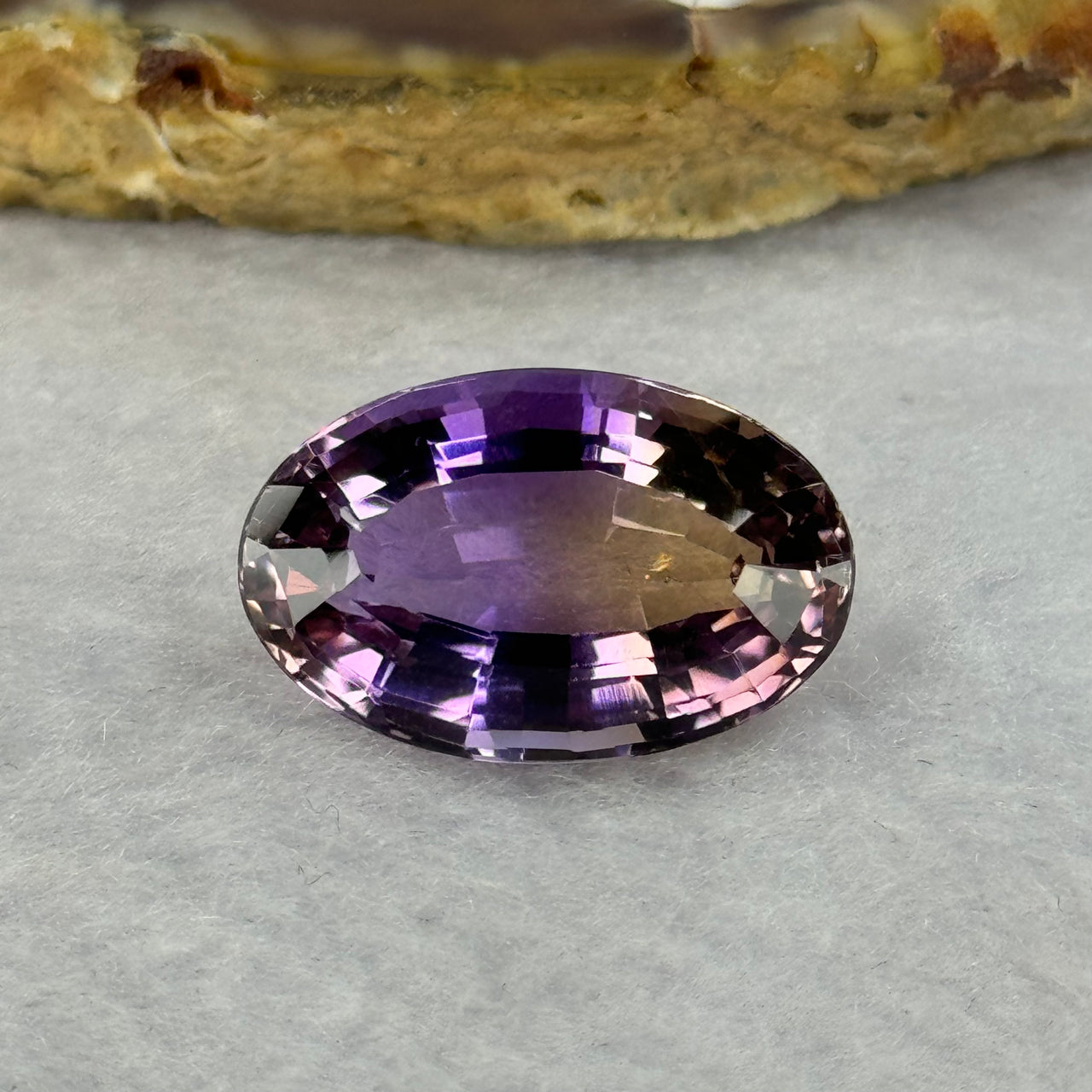 Natural Faceted Ametrine Egg Shape 15.47ct 19.9 by 12.8 by 10.0mm - Huangs Jadeite and Jewelry Pte Ltd