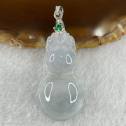 Natural Type A Semi Icy Lavender Jadeite Calabash Hulu Pendant in Stainless Steel Clasp 5.34g 33.6 by 17.8 by 6.2mm - Huangs Jadeite and Jewelry Pte Ltd