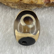 Natural Powerful Tibetan Old Oily Agate 3 Eyes Dzi Bead Heavenly Master (Tian Zhu) 三眼天诛 2.11g 13.4 by 10.1mm - Huangs Jadeite and Jewelry Pte Ltd