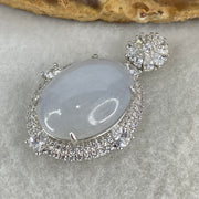 Type A Lavender Cabochon Jadeite in S925 Sliver with Crystal Charm 6.19g 18.7 by 14.6 by 6.5mm - Huangs Jadeite and Jewelry Pte Ltd