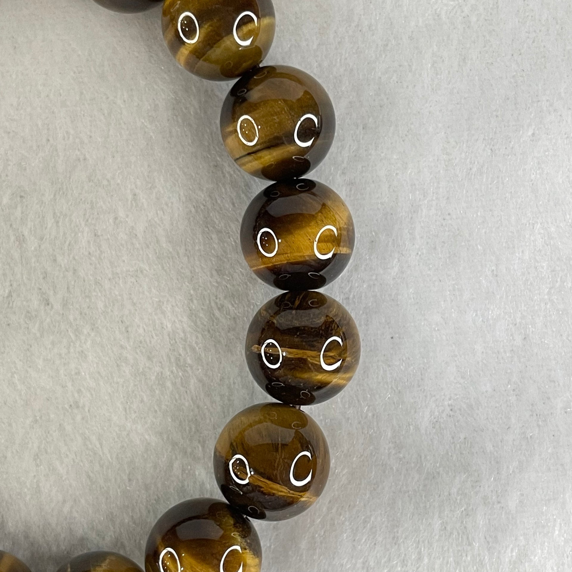 Natural Yellow Tiger's Eye Quartz Beads Bracelet 44.22g 17cm 12.5mm 17 Beads - Huangs Jadeite and Jewelry Pte Ltd