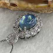 Natural Blue Aquamarine Cabochon Pendant on S925 Sliver 5.11g 9.8 by 6.7 by 3.8mm - Huangs Jadeite and Jewelry Pte Ltd