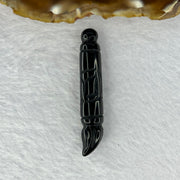 Natural Black Onyx Calligraphy Brush Pendent 6.93g 52.7 by 9.7mm - Huangs Jadeite and Jewelry Pte Ltd