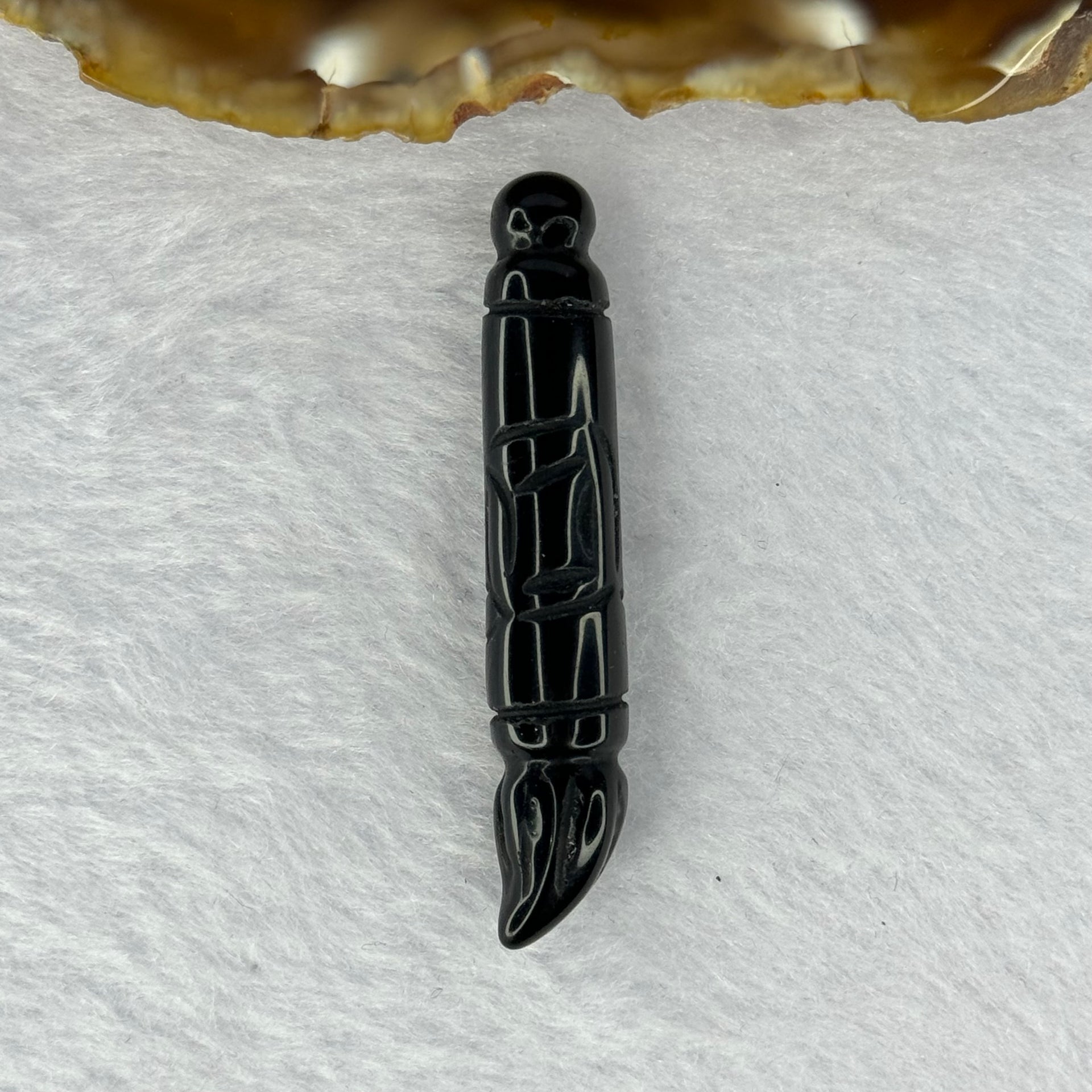 Natural Black Onyx Calligraphy Brush Pendent 6.93g 52.7 by 9.7mm - Huangs Jadeite and Jewelry Pte Ltd