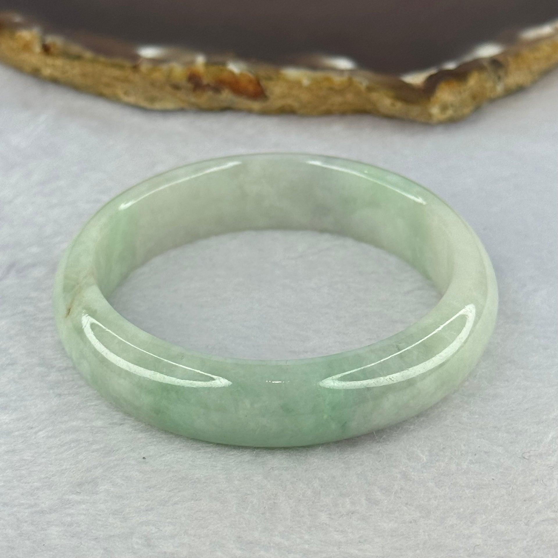 Type A Green With Grey Patch Jadeite Bangle 40.11g Internal Diameter 49.0mm 12.6 by 7.3mm (External Line) - Huangs Jadeite and Jewelry Pte Ltd