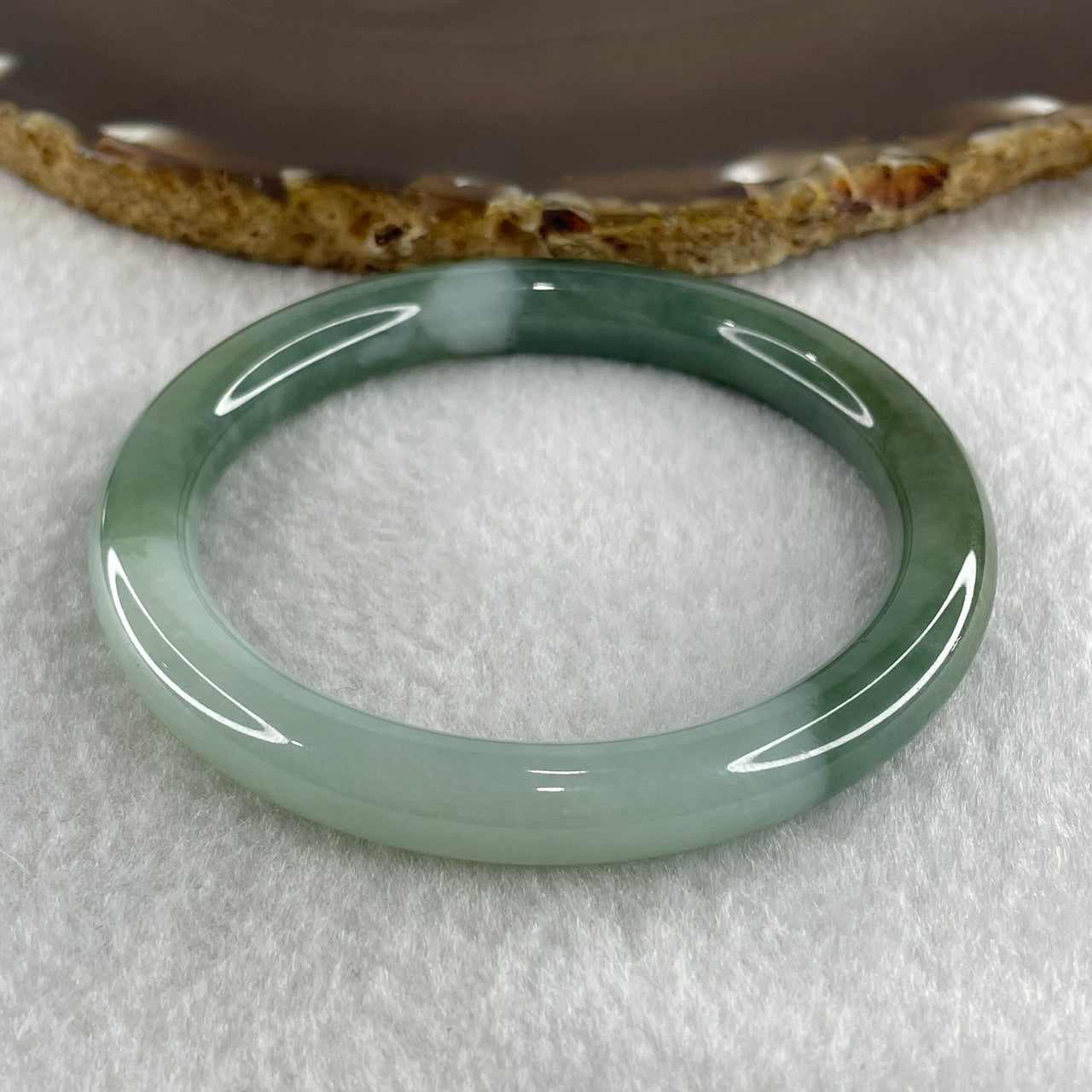 Type A Natural Oily Green with Light Green Jadeite Bangle 37.02g Inner Diameter 55.2mm 8.3 by 9.3mm (Close to Perfect) - Huangs Jadeite and Jewelry Pte Ltd