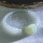 Type A Faint Blueish Green Jadeite Beads with Light Blueish Green Male Pixiu Charm Bracelet 12.93g 15.5cm 5.5cm 31 Beads 21.6 by 14.1 by 10.7mm - Huangs Jadeite and Jewelry Pte Ltd