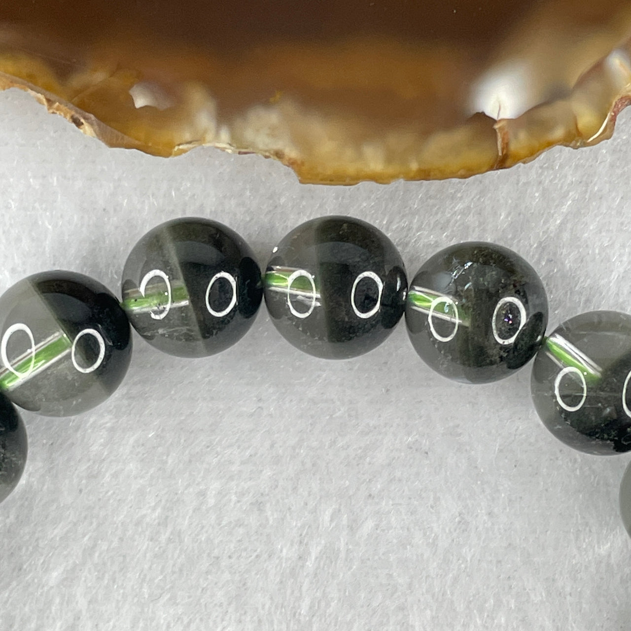 Collector Grade Natural Green Phantom Quartz Beads Bracelet 33.28g 16cm 11.2mm 18 Beads