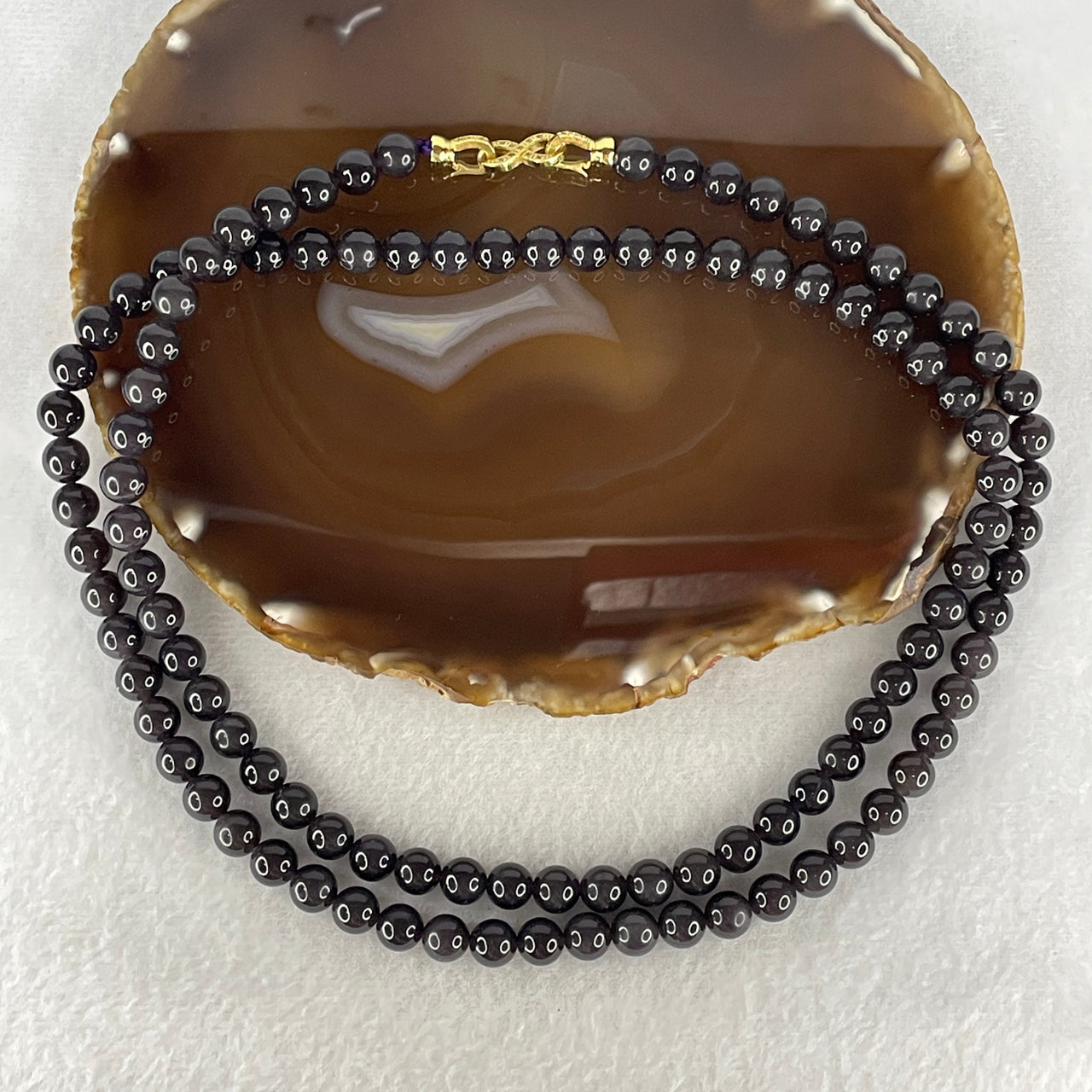 Certified Natural Nephrite Necklace 78.00g - 7.8mm x 108 Beads - 84cm Length - Dark Purplish Grey Grade A Untreated Nephrite Jade Jewelry