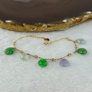 Type A Mixed Color Jadeite Peaches in 18K AU750 Rose Gold Bracelet 5.67g 10.4 by 8.2 by 6.5mm 6pcs - Huangs Jadeite and Jewelry Pte Ltd