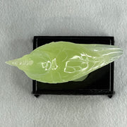 Natural Green Serpentine Javan Mynah Birds on Tree with Wooden Stand Display 375.6g 112.0 by 188.0 by 66.0mm - Huangs Jadeite and Jewelry Pte Ltd