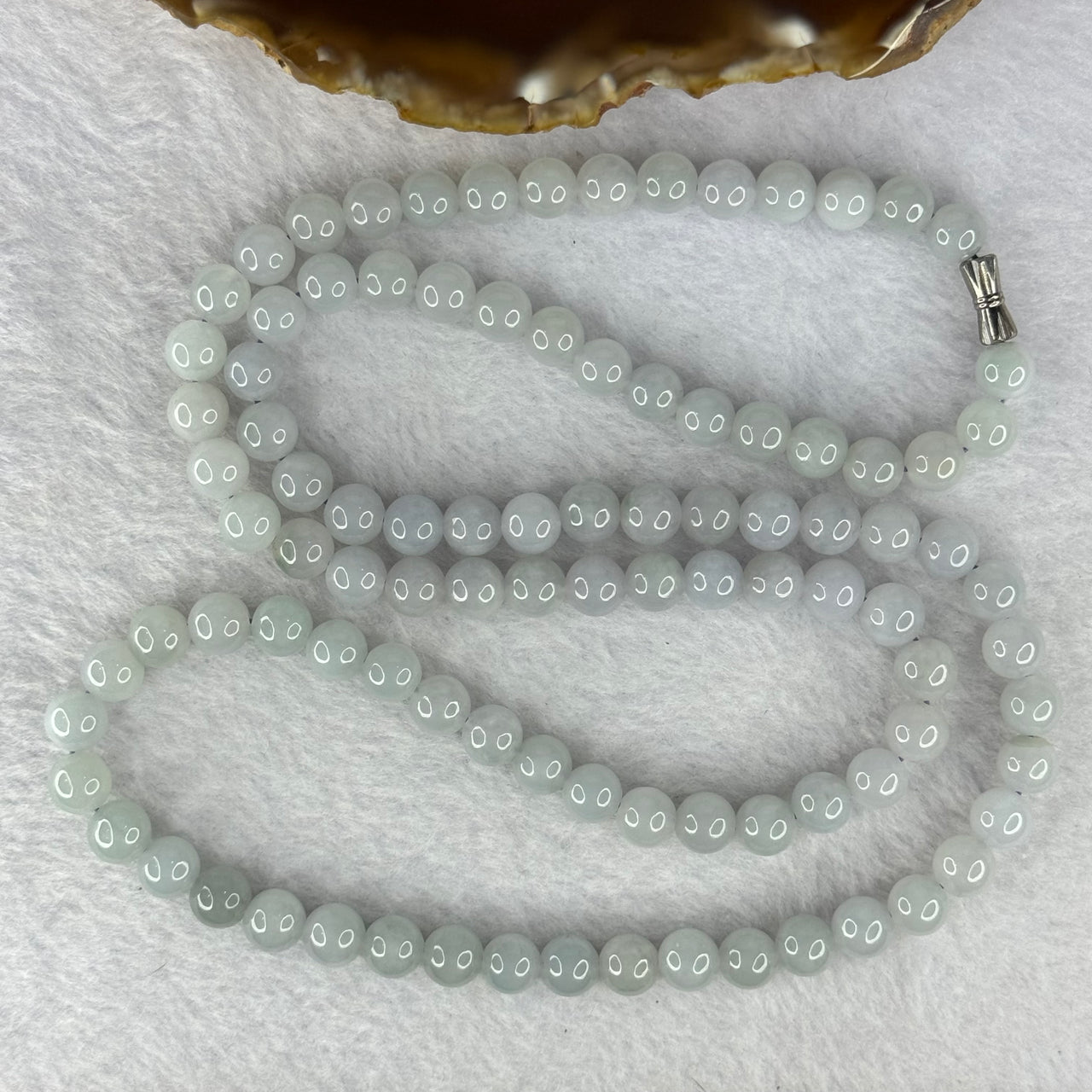 Type A Semi Icy Jelly Lavender Jadeite Beads Necklace 83.24g 76cm 8.2mm 98 Beads - Huangs Jadeite and Jewelry Pte Ltd