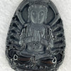 Type A Partial Translucent Black Omphasite Jadeite Thousand Hands Guan Yin Pendent A货墨翠千手观音牌 32.64g 60.6 by 44.4 by 7.6 mm - Huangs Jadeite and Jewelry Pte Ltd