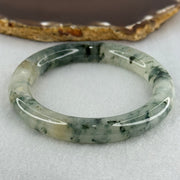 Transparent Colourless with Dark Green and Yellowish White Piao Hua Sodium Feldspar Jade Bangle 水沫玉手镯 Internal Diameter 55.8mm 47.38g 10.8 by 10.8mm - Huangs Jadeite and Jewelry Pte Ltd