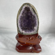 Natural Amethyst Cave with Wooden Stand 1,451.2g 116.4 by 93.7 by 190.0mm - Huangs Jadeite and Jewelry Pte Ltd