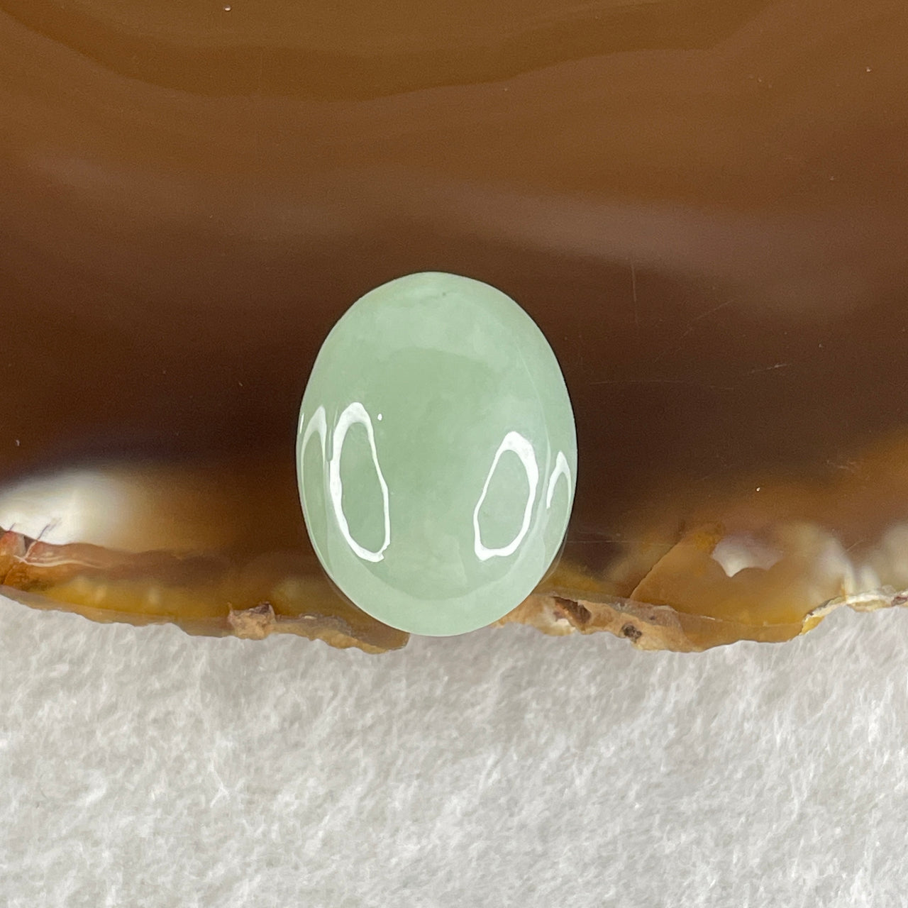 Natural Type A Semi Icy Green Jadeite Oval Shape Cabochon Stone for Setting 3.58g 17.4 by 13.2 by 8.5mm - Huangs Jadeite and Jewelry Pte Ltd