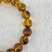 Natural Brownish Yellow Flower Amber Beads Bracelet 12.88g 17.5cm 10.8mm 19 Beads - Huangs Jadeite and Jewelry Pte Ltd