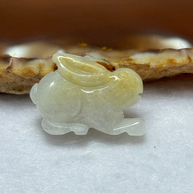 Type A Faint Lavender Yellow Jadeite Rabbit Pendant 4.85g 22.8 by 7.8 by 15.9mm - Huangs Jadeite and Jewelry Pte Ltd