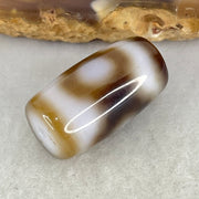 Natural Powerful Tibetan Old Oily Dark Brown With White Agate 3 Eyes Dzi Bead Heavenly Master (Tian Zhu) 三眼天诛 3.95g 19.6 by 10.8mm - Huangs Jadeite and Jewelry Pte Ltd
