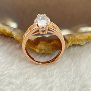 Pink Cubic Zirconia with Crystals In S925 Sliver Rose Gold Color Ring (Adjustable Size) 2.92g 12.5 by 6.6 by 5.5mm - Huangs Jadeite and Jewelry Pte Ltd