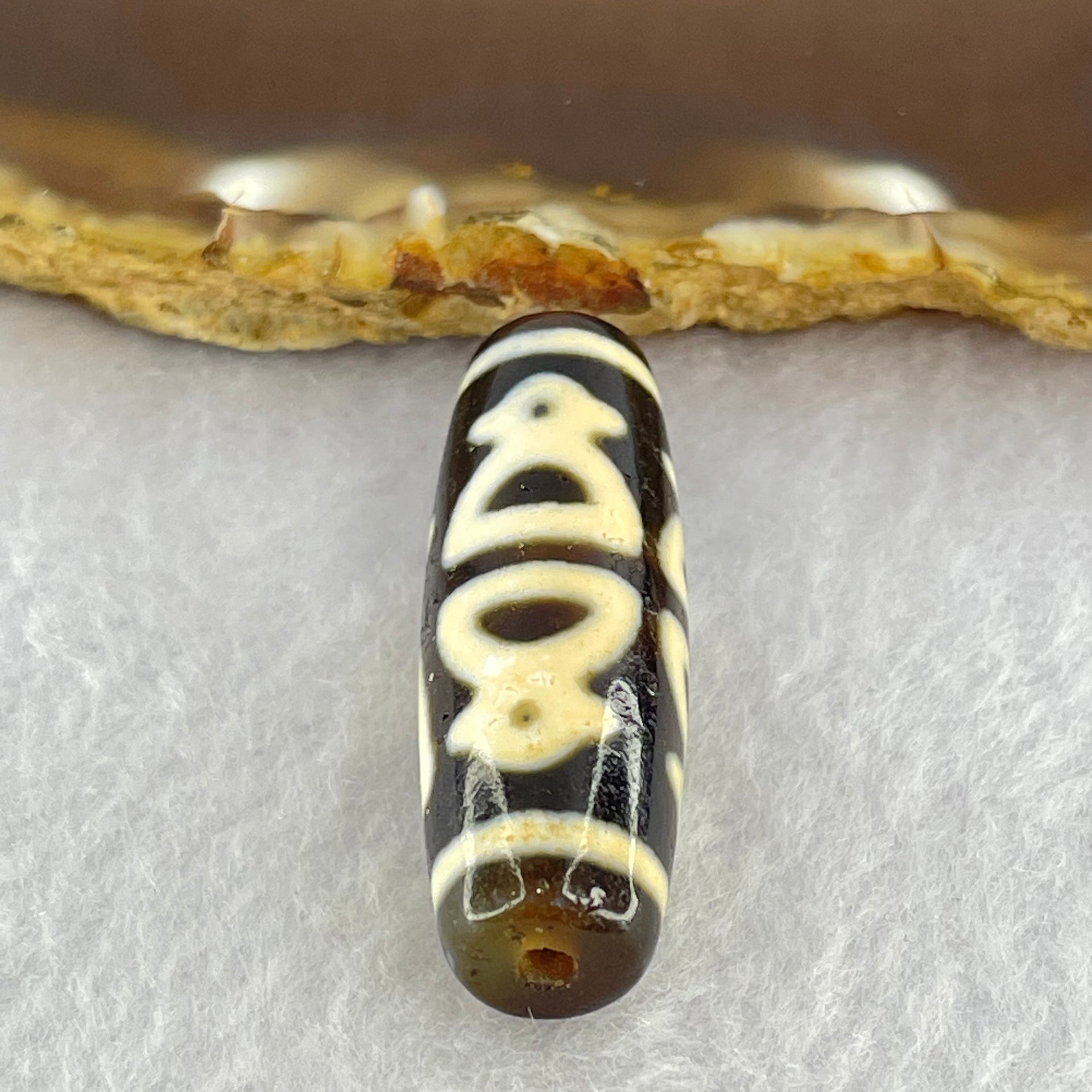Natural Powerful Tibetan Old Oily Agate 5 Cai Shen Dzi Bead Heavenly Master (Tian Zhu) 9.19g 38.2 by 12.4mm - Huangs Jadeite and Jewelry Pte Ltd